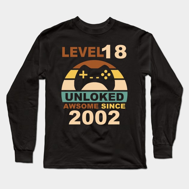 Level 18 Unlocked Tshirt 18th Video Gamer Birthday Boy Gifts Long Sleeve T-Shirt by NiceTeeBroo